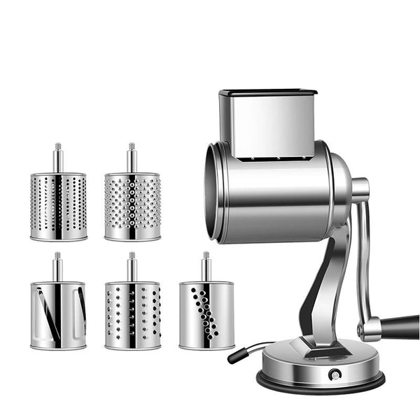 Multi functional kitchen rotary nut & cheese grater vegetable shredder fruits slicer with 5 drums kitchen chopper